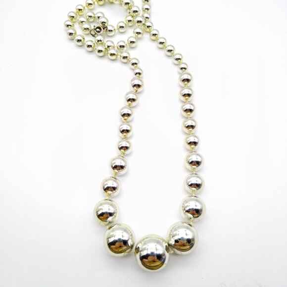 Golden Bead Graduated Strand Necklace, Vintage Gold Tone Beads - Picture 2 of 3